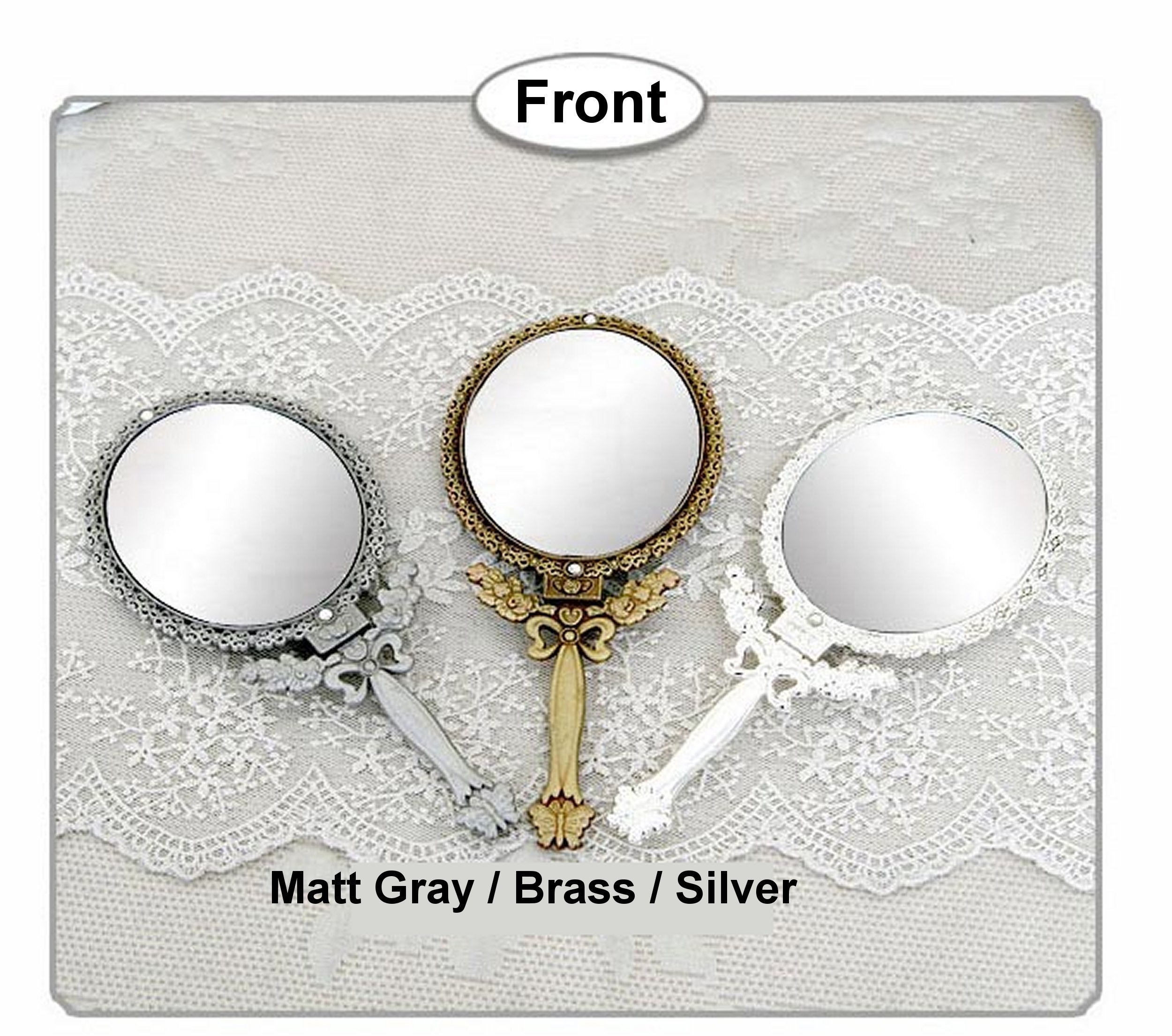 Butterfly Design Double-Sided Magnifying Handheld Makeup Mirror with Folding Stand - Travel & Vanity Mirror for Home, Hotel, and On-the-Go (Medium, Matte Gray Tin) - Perfect for Makeup Application, Skincare, and Travel Essentials