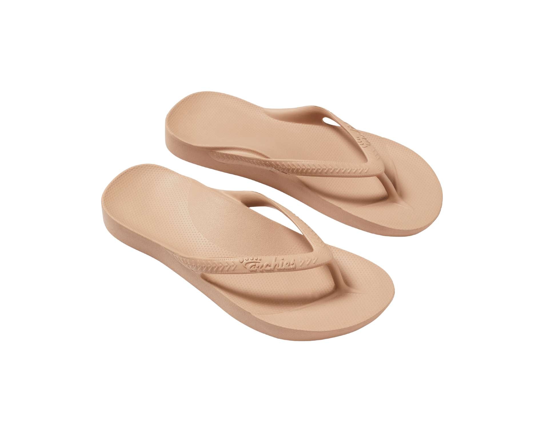 Archie's Arch Support Thongs for Women - Comfortable Tan Sandals with Orthotic Support - Perfect for Walking, Travel & Everyday Wear