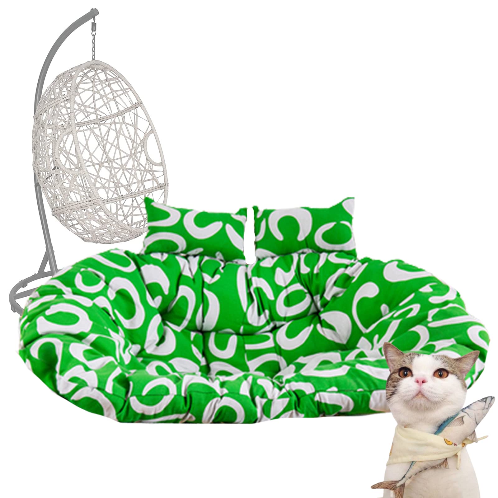 VRTTLKKFE 2-Person Egg Chair Cushion - Waterproof Hammock & Hanging Chair Pad (45x32in) for Patio, Balcony, Garden - Outdoor Swing Seat Cushion for Relaxing & Lounging