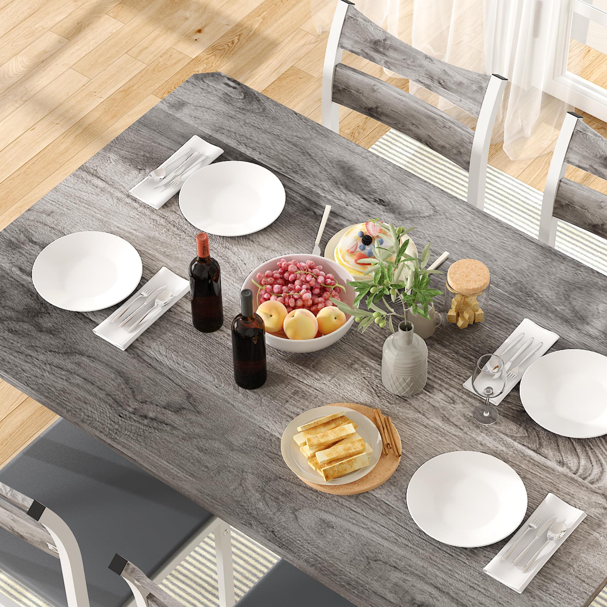 Modern 5-Piece Dining Table Set for 4 with 43.3
