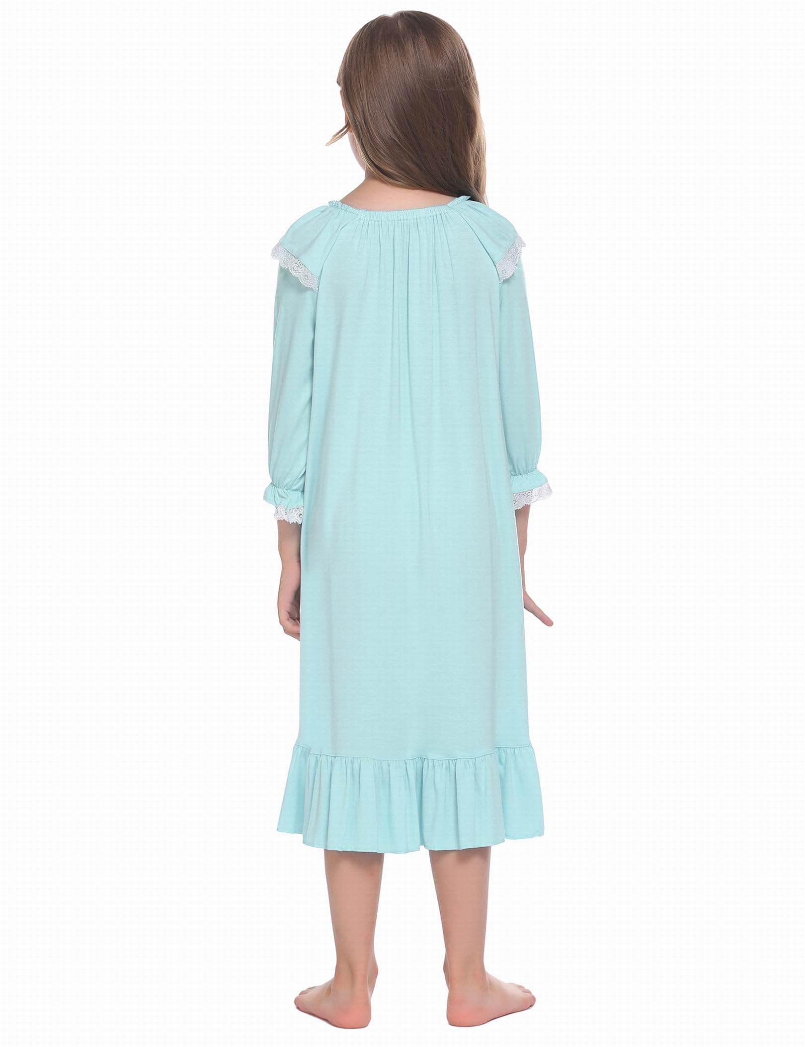 Ekouaer Girls Soft Princess Nightgown Sleep Shirt - Comfortable Cotton Pajama Dress for Kids Bedtime & Sleepovers