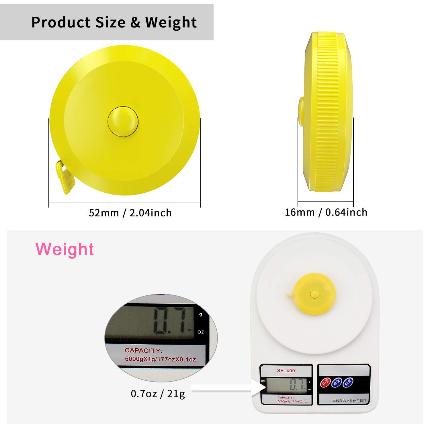 DiCUNO 60-Inch Soft Retractable Measuring Tape (3-Pack) - 1.5 Meter Flexible Sewing Tailor Tape for Body Measurements, Dieting & Craft Projects | Perfect for Weight Loss Tracking, Dressmaking & DIY Sewing