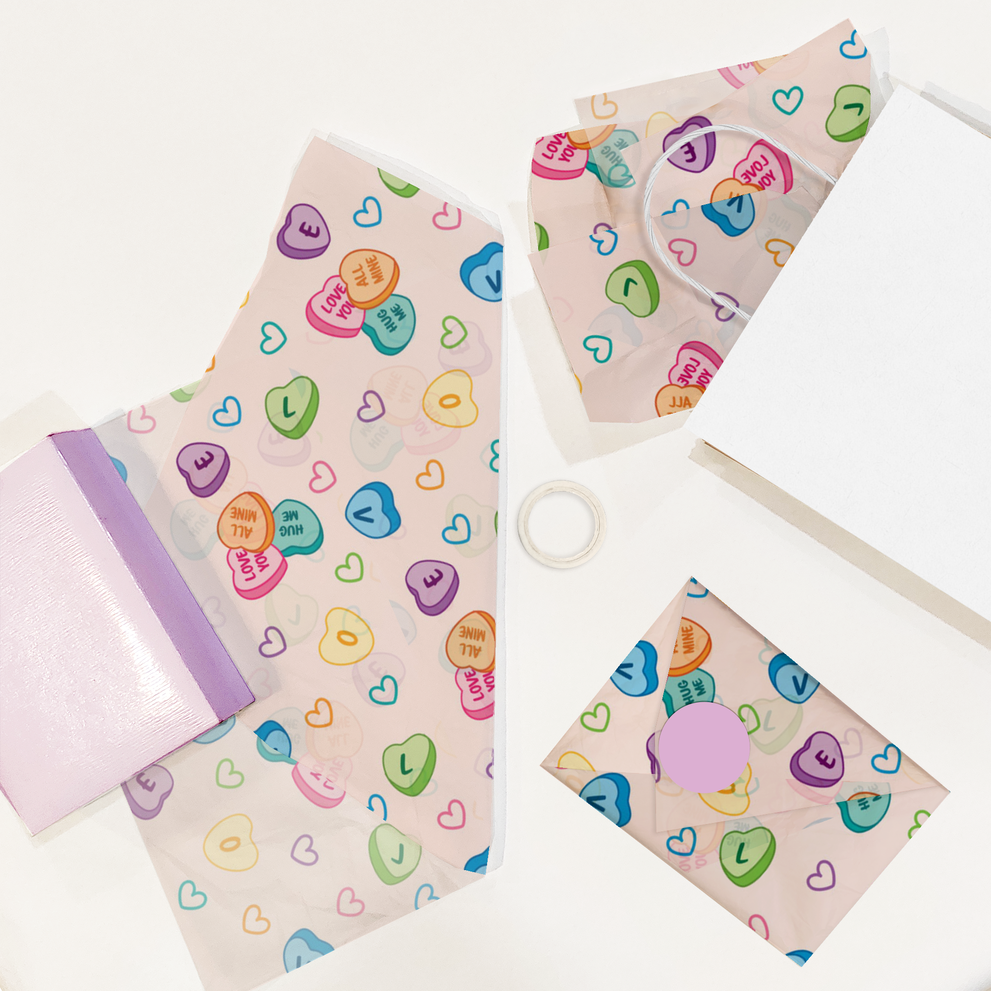 Sweetheart Candy Hearts Tissue Paper - Valentine's Day Party Decorations, Wedding Favors, Baby Shower Supplies & DIY Craft Projects