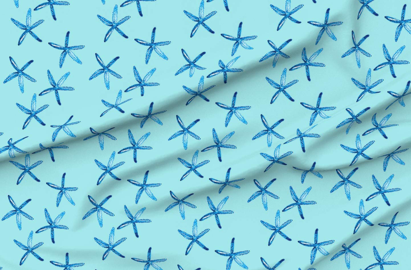 Watercolor Beach Starfish Nautical Printed Fleece Fabric by The Yard - Soft Fleece Material for Sewing Blankets, Loungewear & No-Sew DIY Projects - Perfect for Coastal Home Decor, Baby Blankets & Crafting