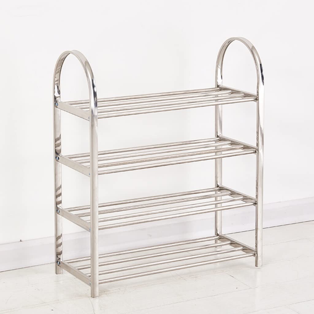 3-Tier Stainless Steel Shoe Rack - Heavy Duty Metal Shoe Storage Organizer for Entryway, Hallway, Bedroom & Living Room - Space Saving Shoe Shelf for Home Organization (Black) - Perfect for Small Spaces & Closet Organization