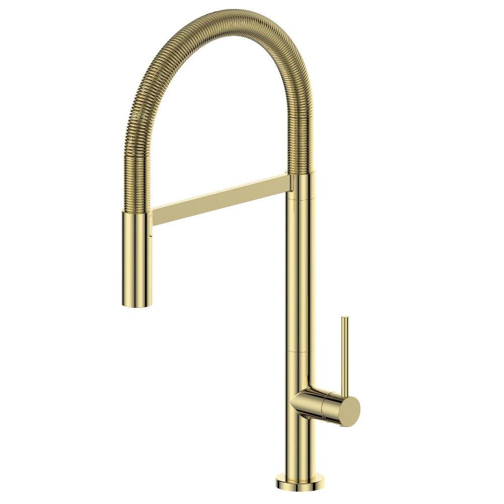 ZLINE Incline Pull Down Single Handle Kitchen Faucet - Polished Gold Finish (INC KF PG) | Modern Touchless Design for Easy Cooking & Cleaning
