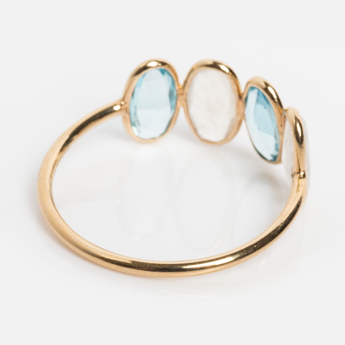 Solid Gold Daybreak Moonstone & Blue Topaz Ring - Elegant Dainty Jewelry for Women, Perfect for Weddings, Anniversaries & Everyday Wear