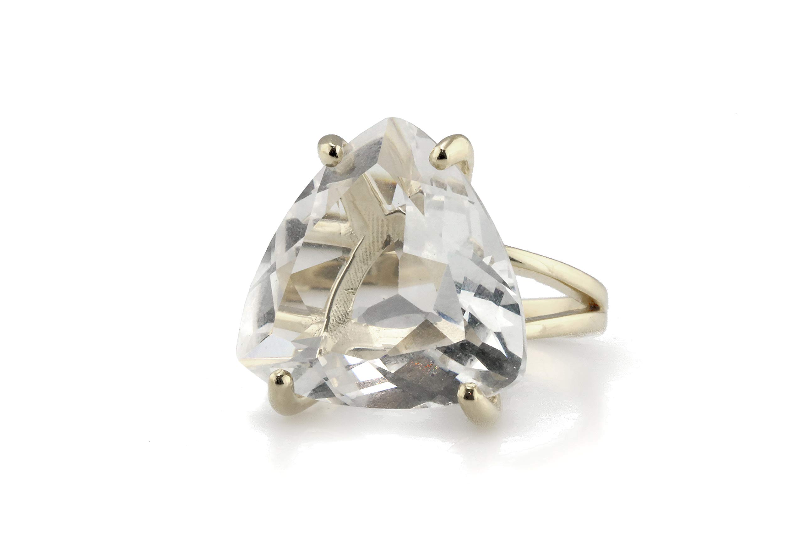 Handmade Sterling Silver Rings for Women - Triangle Clear Quartz Fine Jewelry - Custom Wedding & Engagement Rings - Elegant Gift Box Included - Perfect for Anniversaries, Proposals & Special Occasions