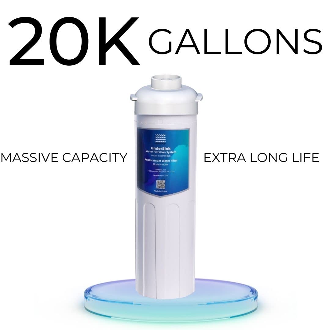 20,000 Gallon Replacement Water Filterpod Cartridge for Drinkpod Under Sink Water System - Clean Drinking Water for Home & Office