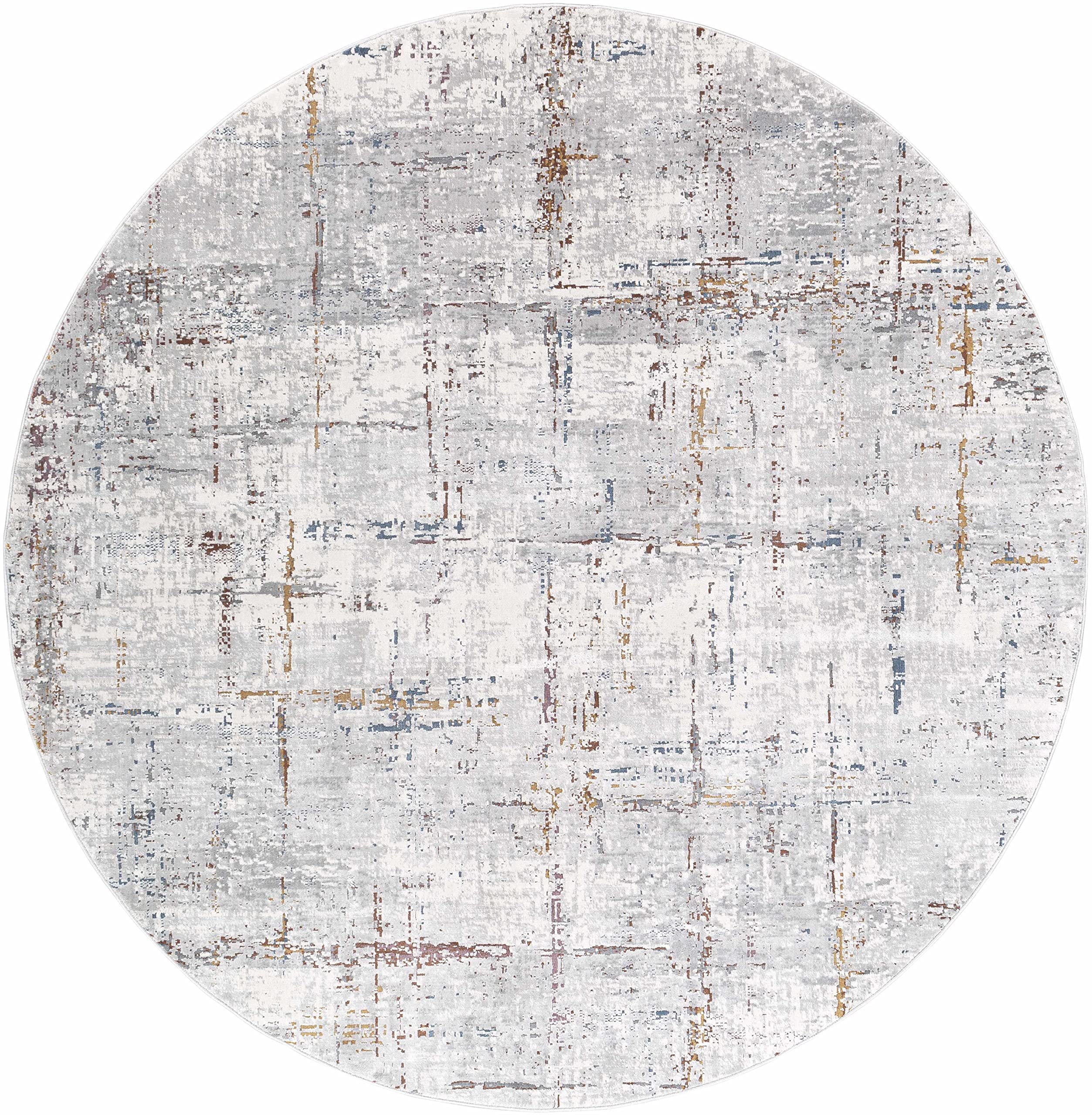 Hauteloom Concordia Modern Abstract Area Rug - Bohemian Distressed Neutral Carpet for Living Room, Bedroom, Dining Room - Gray, Beige, Orange, Red - 5'3
