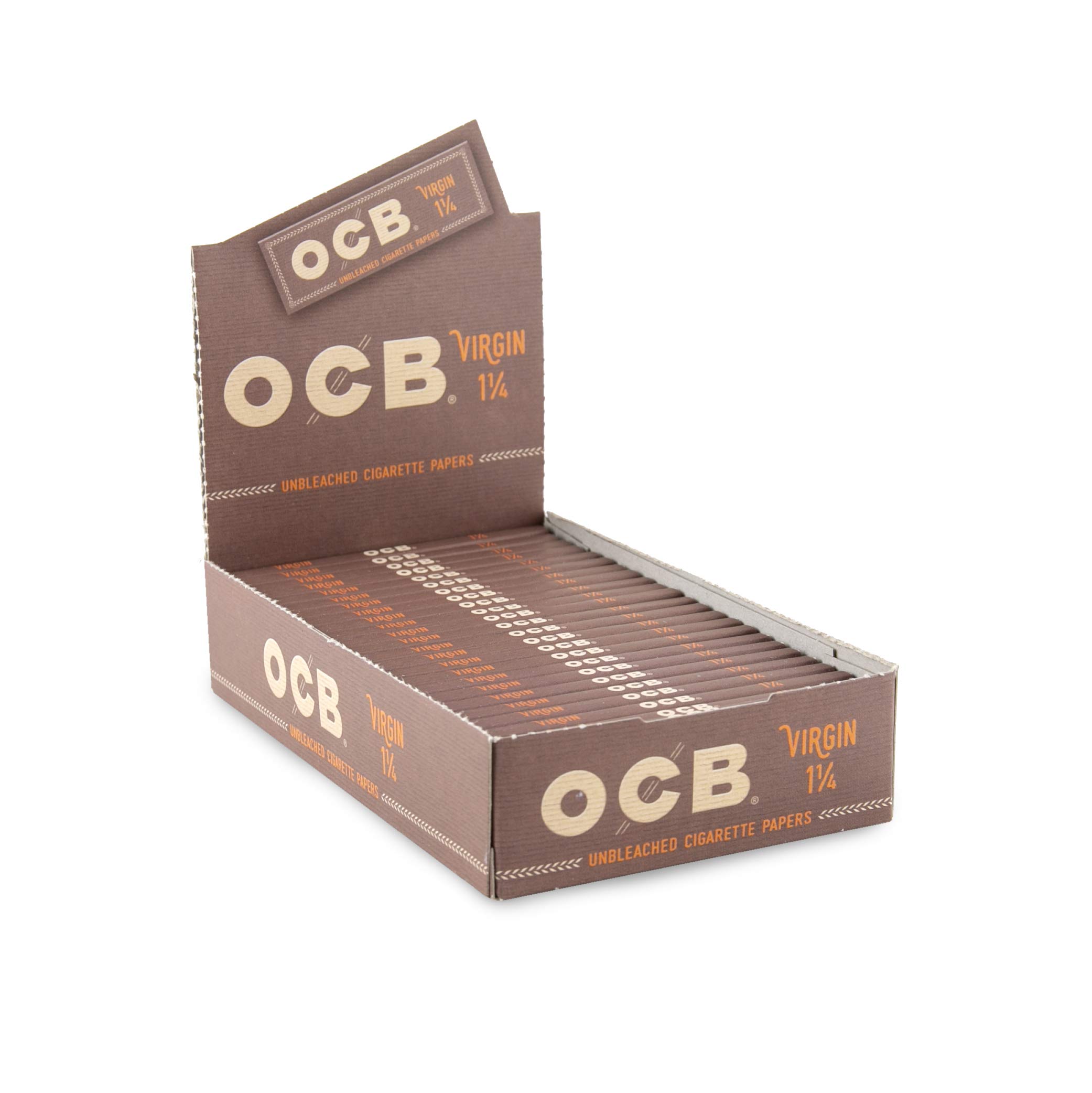 OCB Virgin Series Unbleached Rolling Papers - Super Thin & Minimally Processed - 24 Count Bulk Pack (1 1/4 Size) - Perfect for Smooth Rolling & Natural Smoking Experience