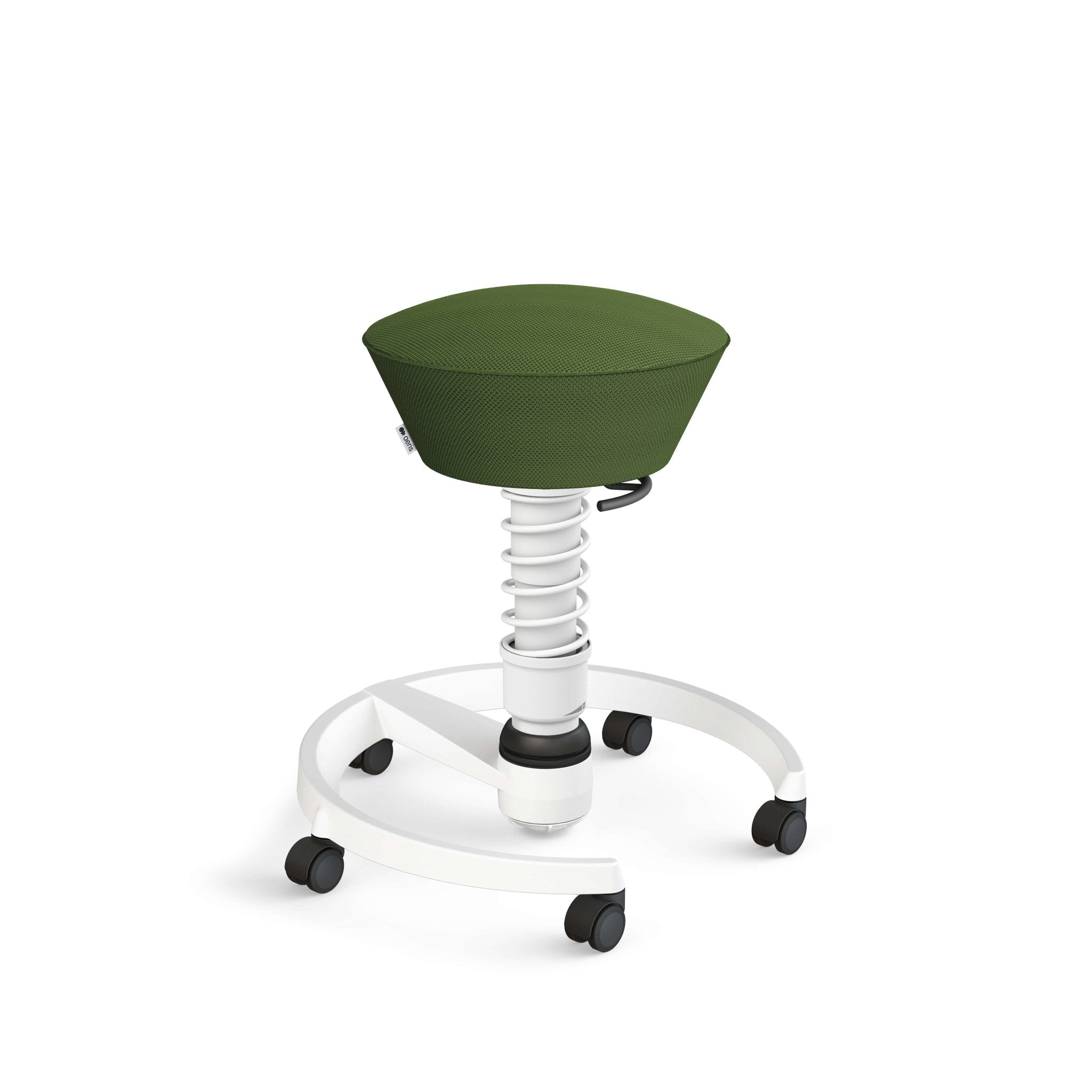Aeris Swopper Active Sitting Stool with White Castor Wheels - Ergonomic Office Chair Alternative for Home & Workplace - Perfect for Standing Desks, Workstations and Posture Correction