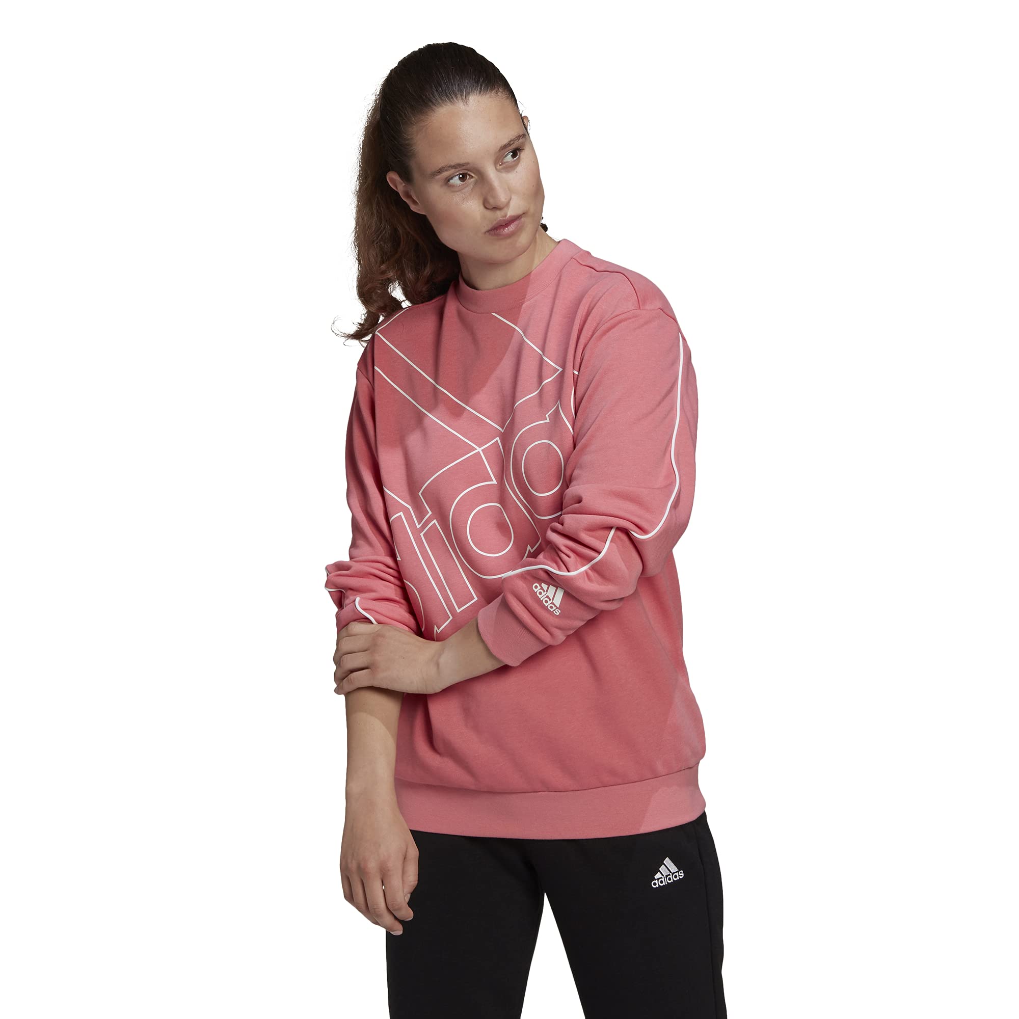 adidas Women's Essentials Brand Love Sweatshirt | Soft Fleece Pullover Hoodie | Casual Streetwear for Gym, Lounge & Everyday Wear