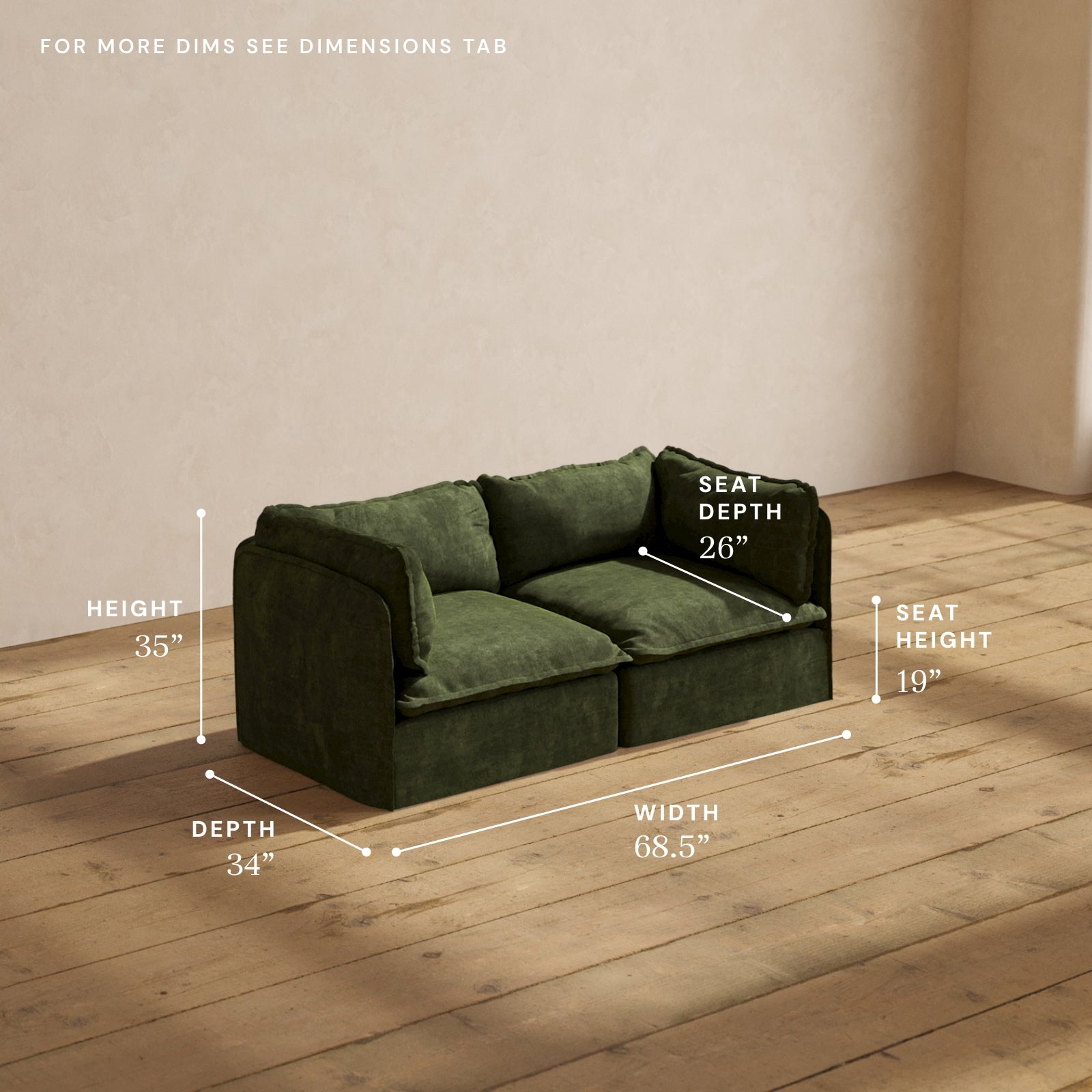 Premium Modular Performance 2-Seater Sofa in Olive Green | Luxe Fabric Blend | Perfect for Living Rooms, Offices & Small Spaces