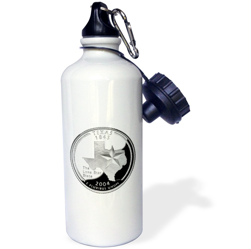 3D Rose Texas Collectible Quarter Sports Water Bottle - 21oz Insulated Stainless Steel Water Bottle with Lid - Perfect for Gym, Hiking & Outdoor Activities