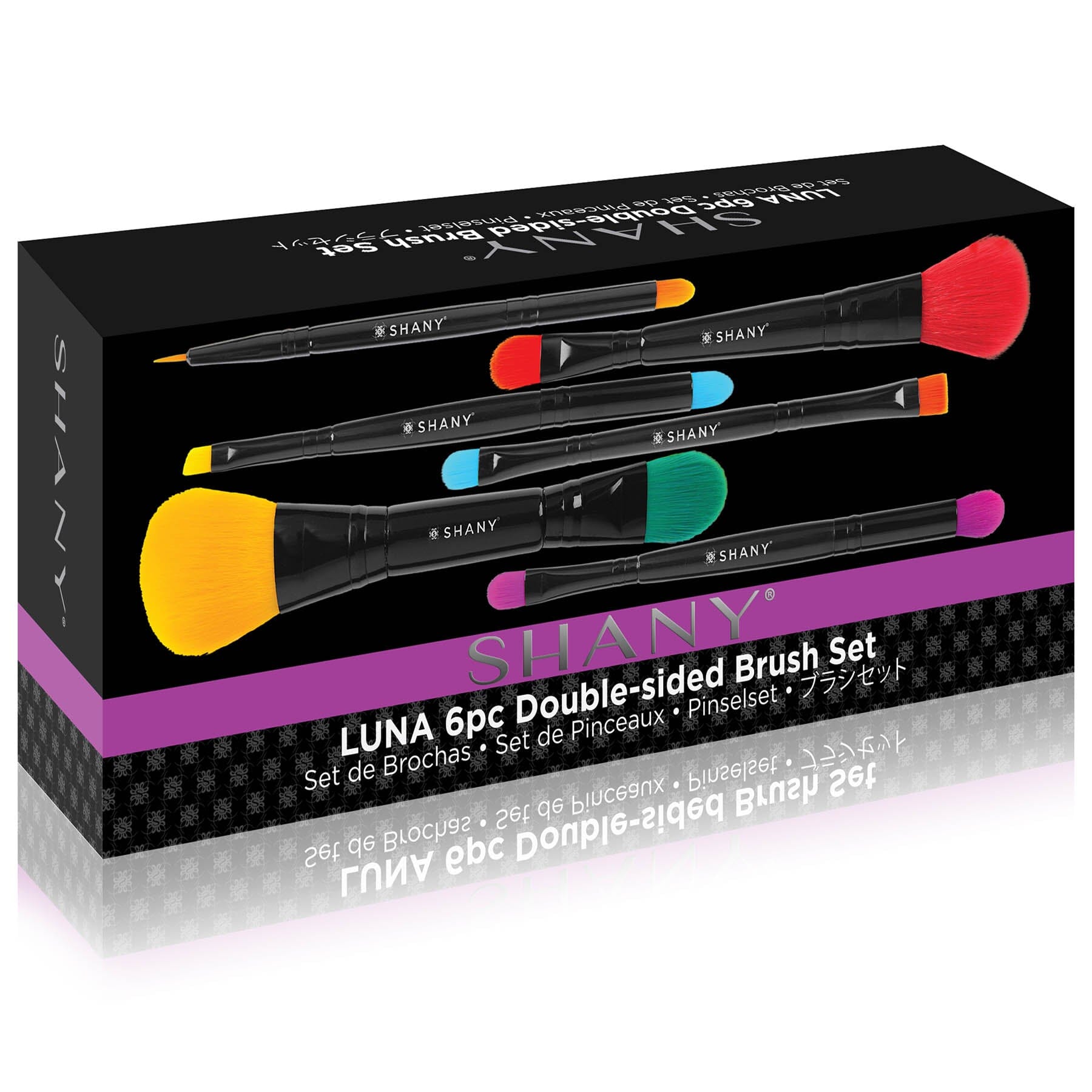 6-Piece LUNA Double-Sided Travel Makeup Brush Set with Pouch - Perfect for On-the-Go Makeup Application & Touch-Ups