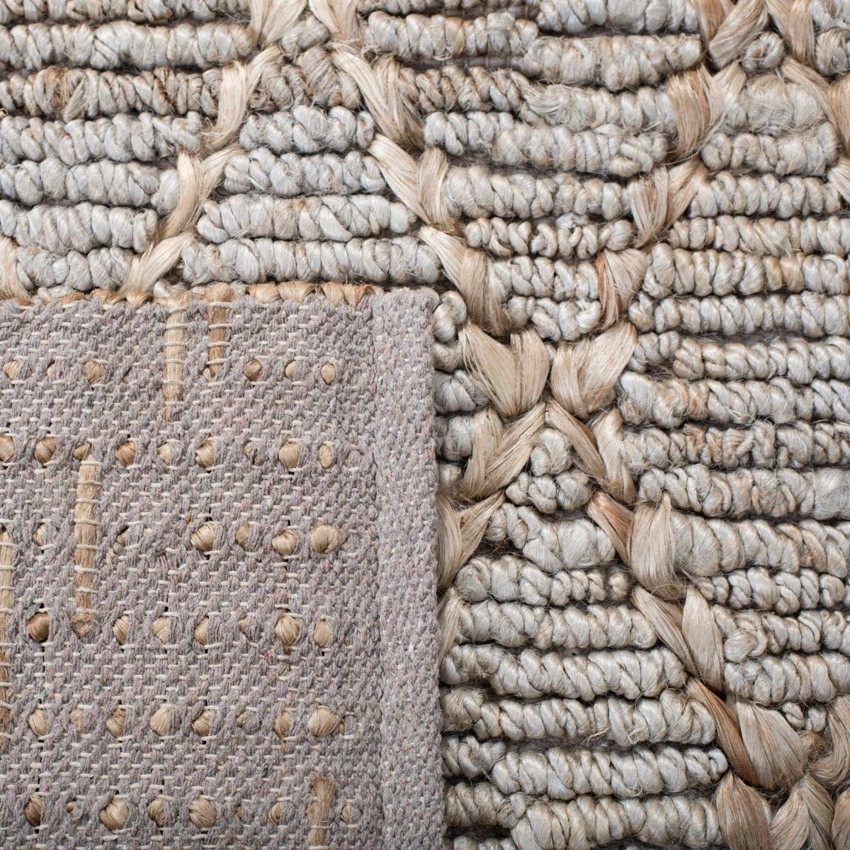 SAFAVIEH Natural Fiber Collection 6' Square Silver NF951G Handmade Boho Moroccan Trellis Jute Area Rug - Perfect for Living Room, Bedroom & Boho Chic Home Decor