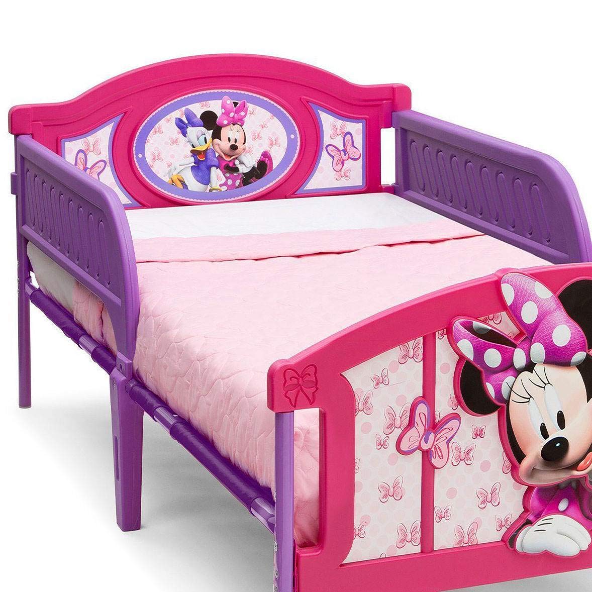 Delta Children Disney Minnie Mouse Plastic 3D-Footboard Twin Bed - Kids Room Decor, Toddler Bedroom Furniture for Girls, Perfect for Daycare & Sleepovers
