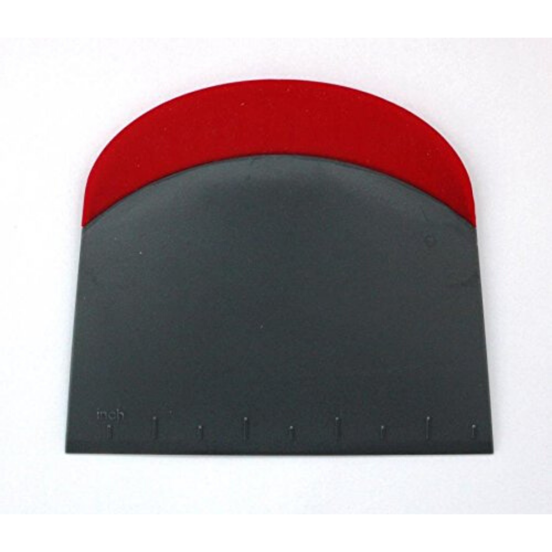 3-in-1 Red Dough Scraper - Stainless Steel Pastry Cutter, Bench Scraper & Dough Knife for Baking, Cooking & Kitchen Prep - Perfect for Bread, Pizza & Pastry Making