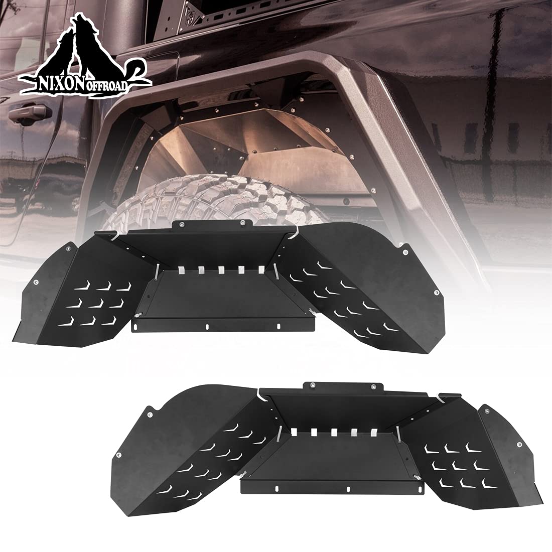 **NIXON OFFROAD Heavy-Duty Steel Front & Rear Inner Fender Liners for Jeep Gladiator JT (2019-2025) - 4-Pack Off-Road Protection Kit - Perfect for Mud, Rocks & Extreme Terrain**