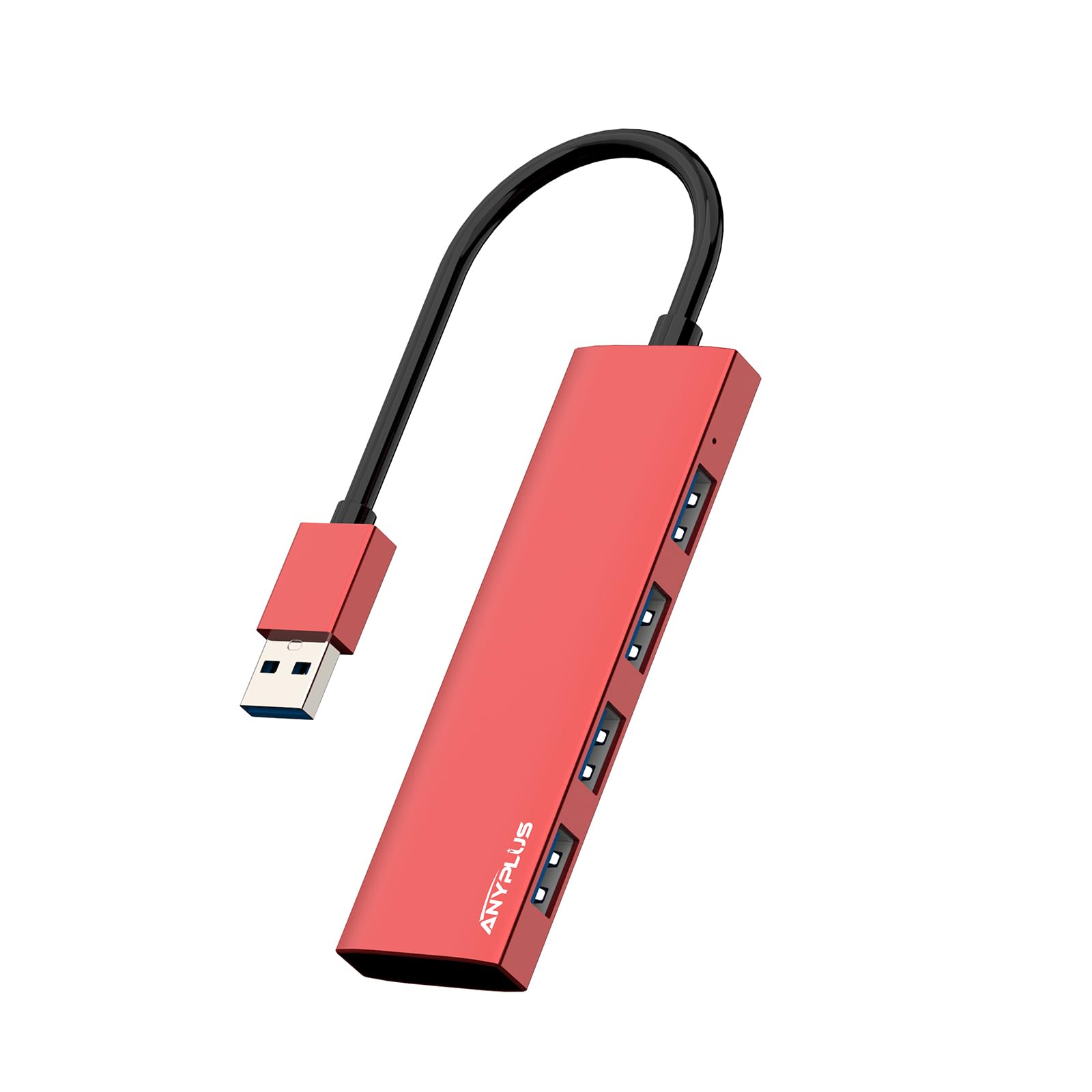 ANYPLUS USB 3.0 Hub 4-Port Aluminum Alloy Ultra Slim Data Hub Splitter - High Speed Portable USB Extender for Laptop, PC, MacBook - Perfect for Home Office, Travel & Multi-Device Charging