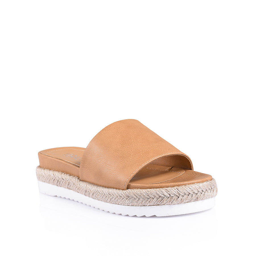 Declan Comfortable Footbed Slides - Soft Caramel Softee Sandals for Men & Women | Perfect for Beach, Pool, and Indoor Relaxation