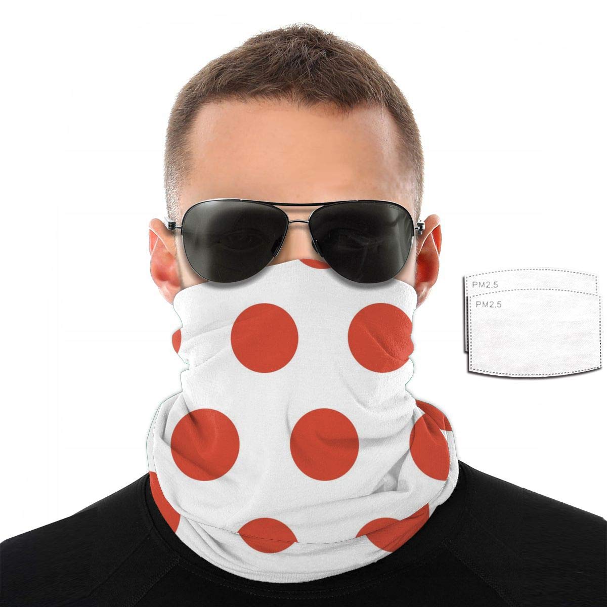 Japan Flag Bandana Neck Gaiter Face Mask with 5-Layer Filters - Breathable Sun Protection for Outdoor Sports, Hiking, Cycling & Travel