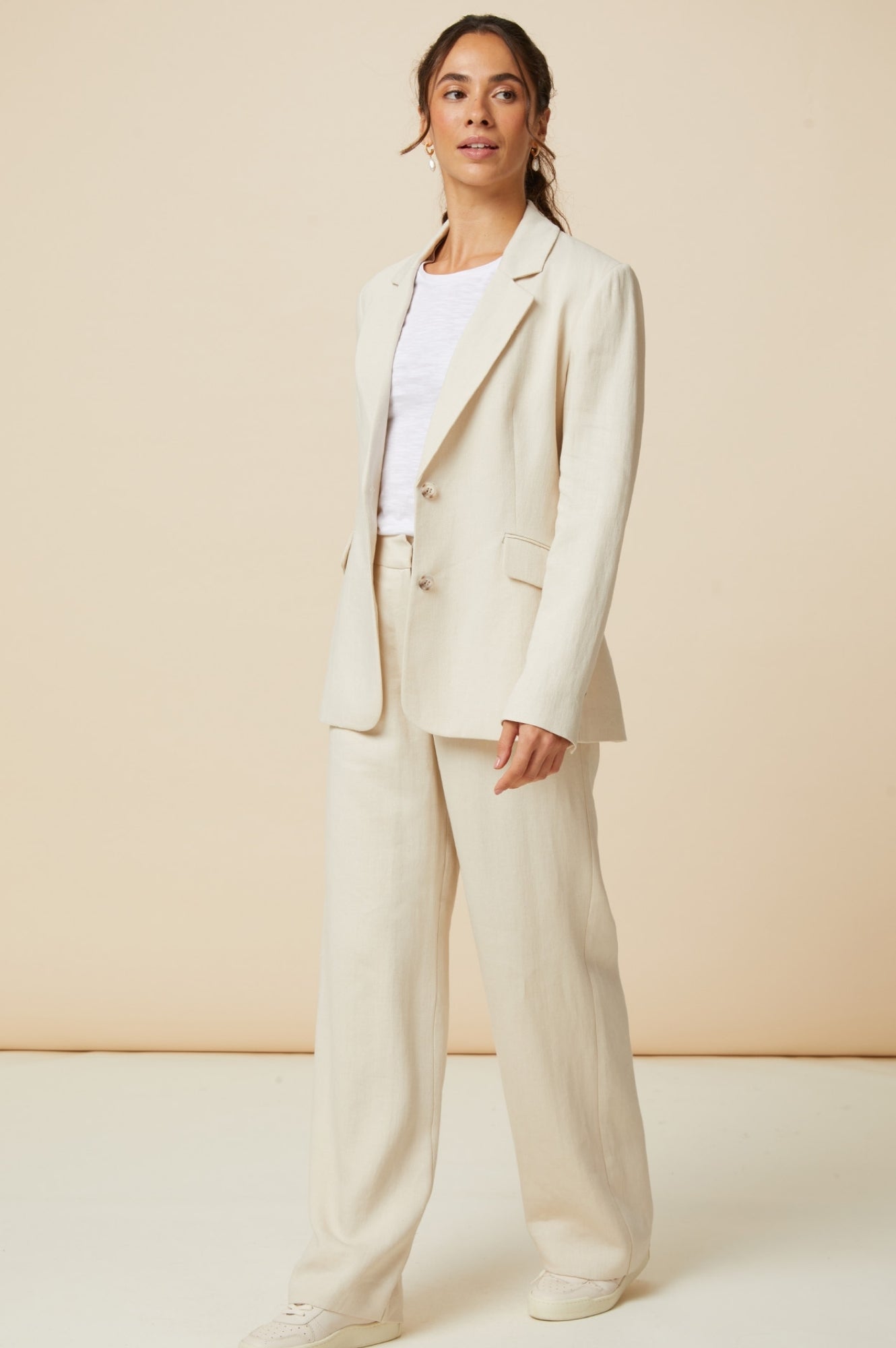Premium Linen Blend Blazer for Women - Comfortable Oatmeal Color Lightweight Summer Jacket | Perfect for Office Wear, Business Meetings & Casual Outfits