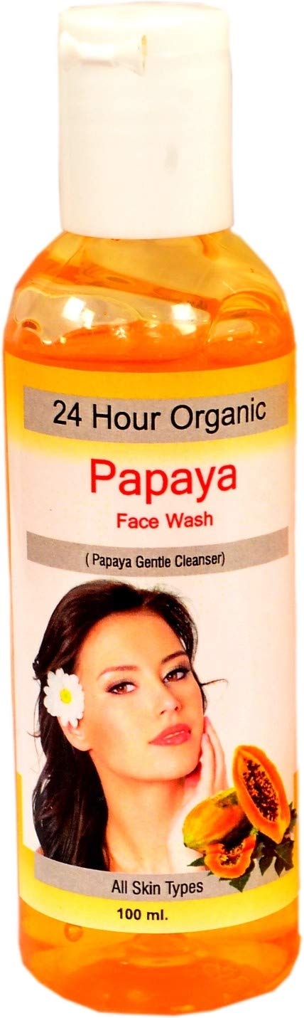 24 Hours Organic Papaya Face Wash for Nourishment & Moisturizing - Brightening, Anti-Aging & Tan Removal - 100ml - Perfect for Daily Skincare Routine & Glowing Skin