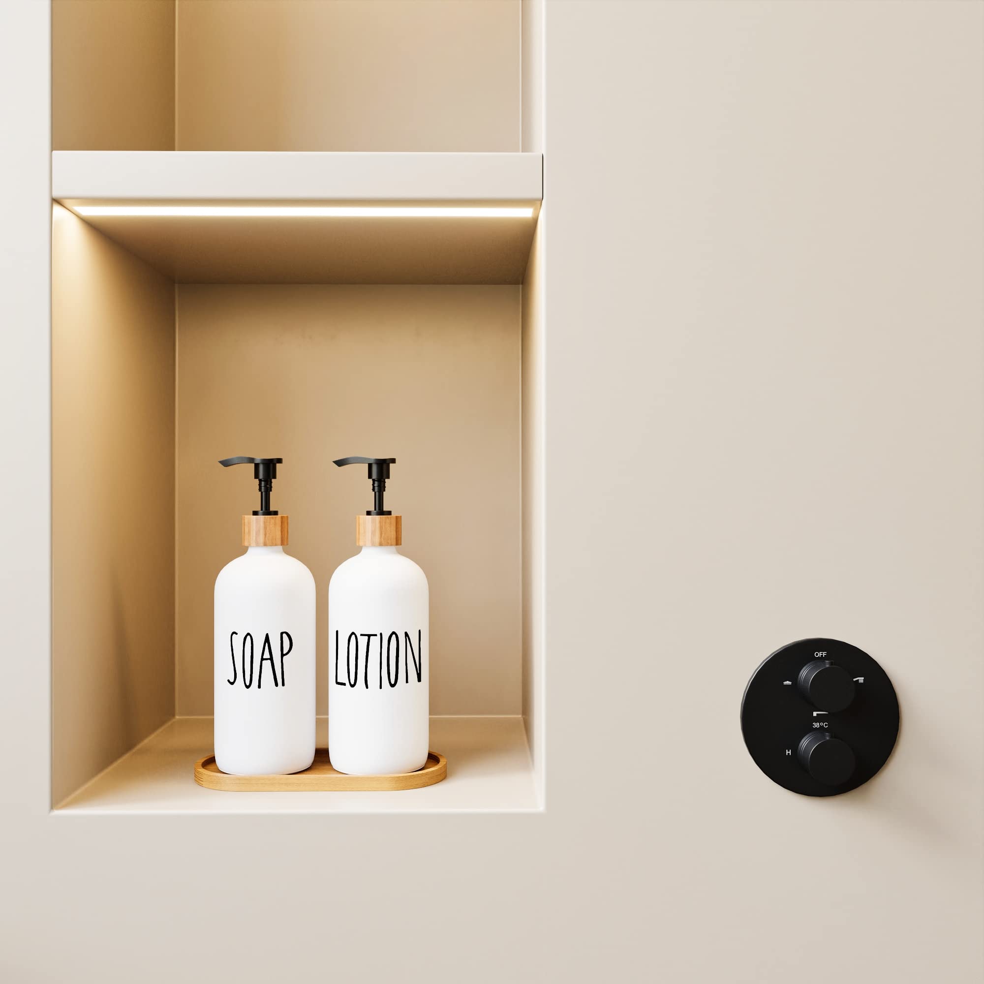 Premium Glass Soap Dispenser for Kitchen & Bathroom - Modern Farmhouse Style Hand & Dish Soap Dispenser with Elegant Design | Perfect for Sink Countertop Decor, Dishwashing & Hand Washing Station