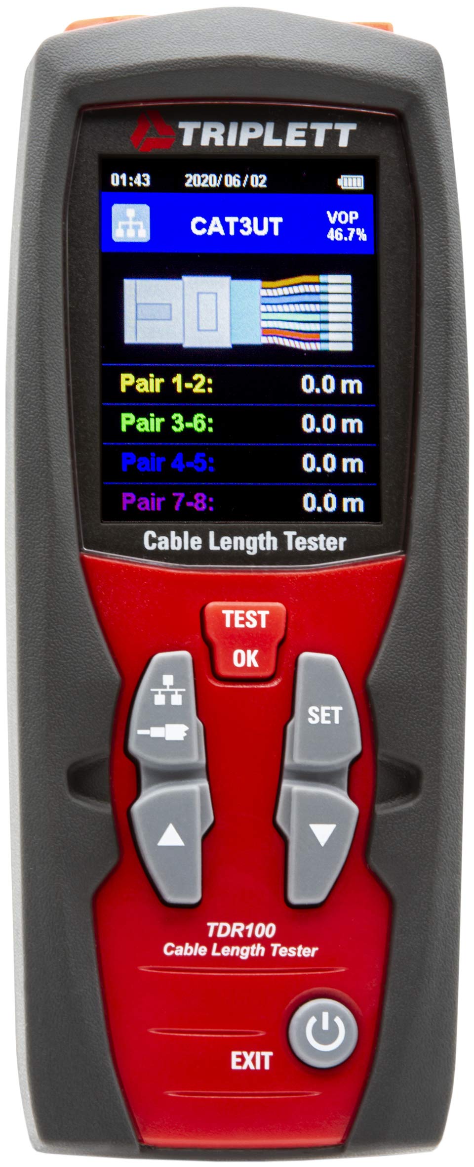 Triplett TDR100 Digital Cable Length Tester & Time Domain Reflectometer - Professional Network Cable Analyzer for Ethernet, Coaxial & Telephone Lines (Perfect for IT Technicians & Network Installations)