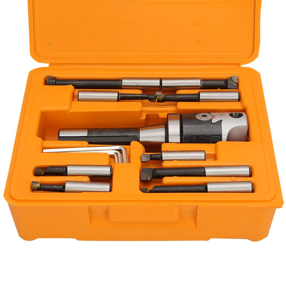 13Pcs Boring Head Set with R8 Boring Bars - High Carbon Steel Milling Machine Accessories for CNC Lathe Processing | Perfect for Metalworking, Woodworking & Precision Drilling Operations