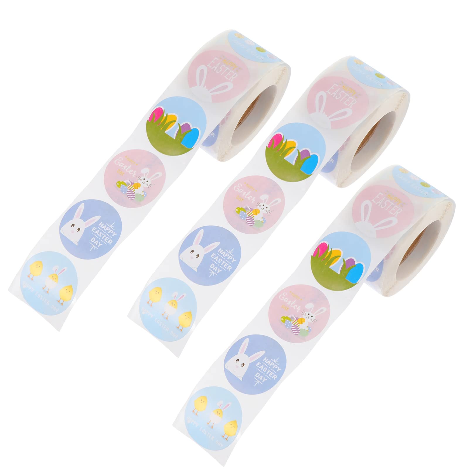 Easter Sticker Labels - 3 Rolls Decorative Gift Stickers for Candy Bags, Envelopes, Letters, Bottles & Laptops - Perfect for Easter Gifts, Party Favors & DIY Crafts