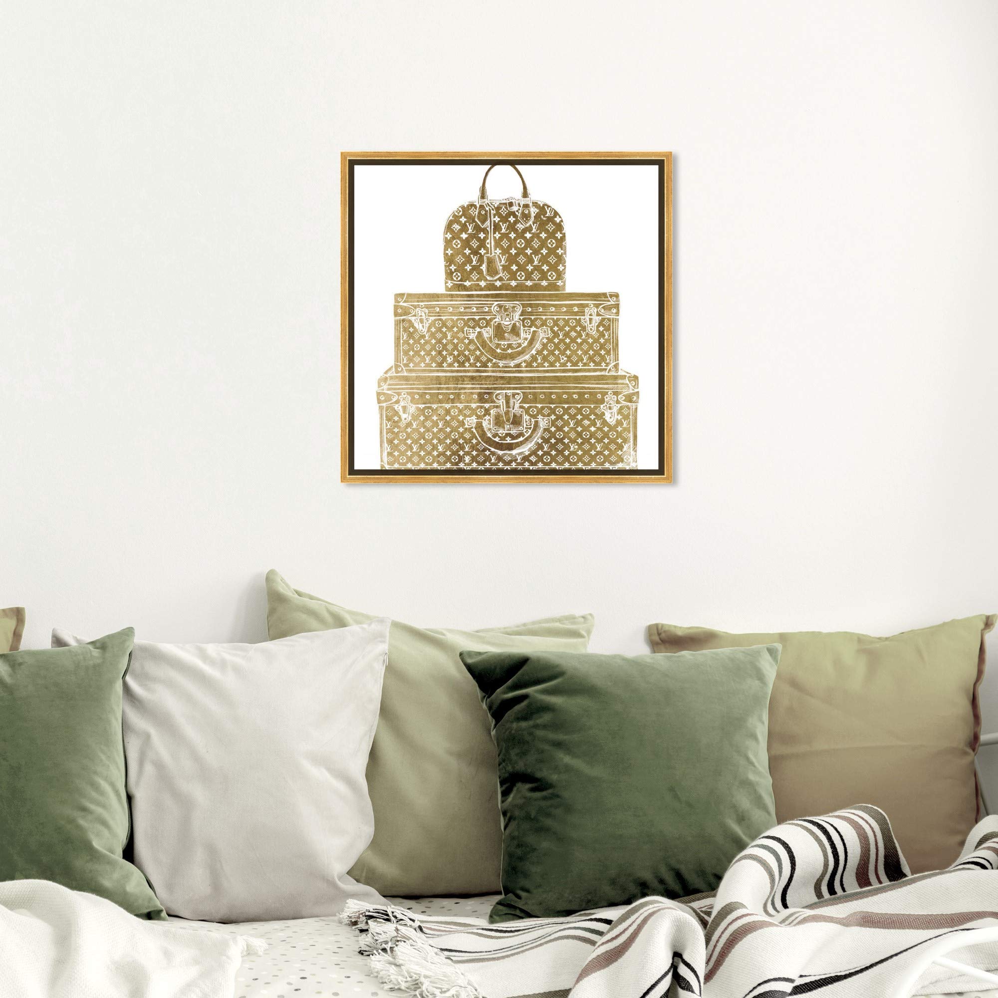 Oliver Gal Artist Co. Royal Bag & Luggage Diecut Canvas Wall Art - 20x20 Inch Fashion Glam Home Decor Print in Gold & White - Perfect for Living Room, Bedroom & Office Decor | Travel-Themed Framed Artwork