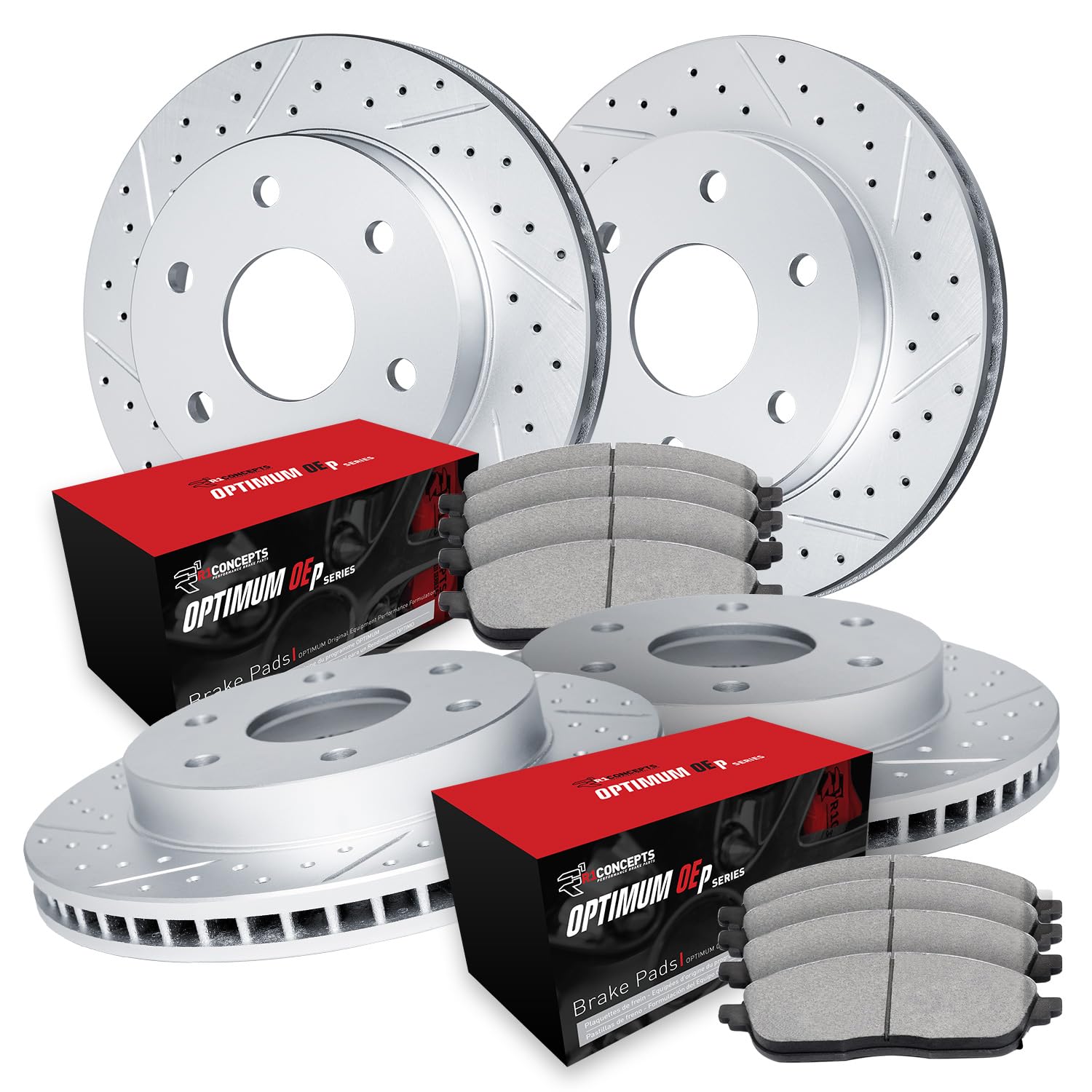 R1 Concepts Premium Front & Rear Brake Kit - High Performance Brake Pads and Rotors Set WBUN2-48018 | OE Replacement for Smooth Stopping | Ideal for Daily Commuting, Highway Driving & Performance Vehicles