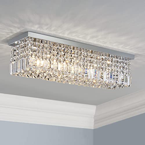 Clear Crystal & Pearl Black Flush Mount