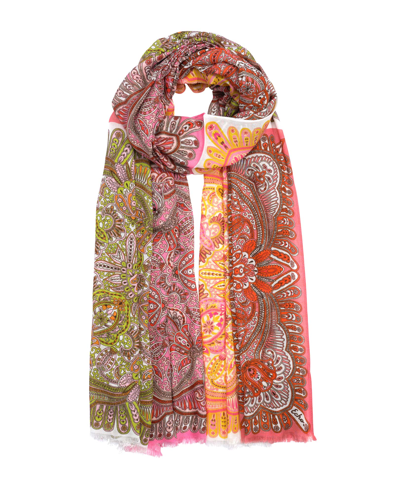 Handmade Patchwork Tile Wrap Scarf - Boho Chic Fashion Accessory for Women, Perfect for Layering, Beach Cover-Ups, and Festival Outfits