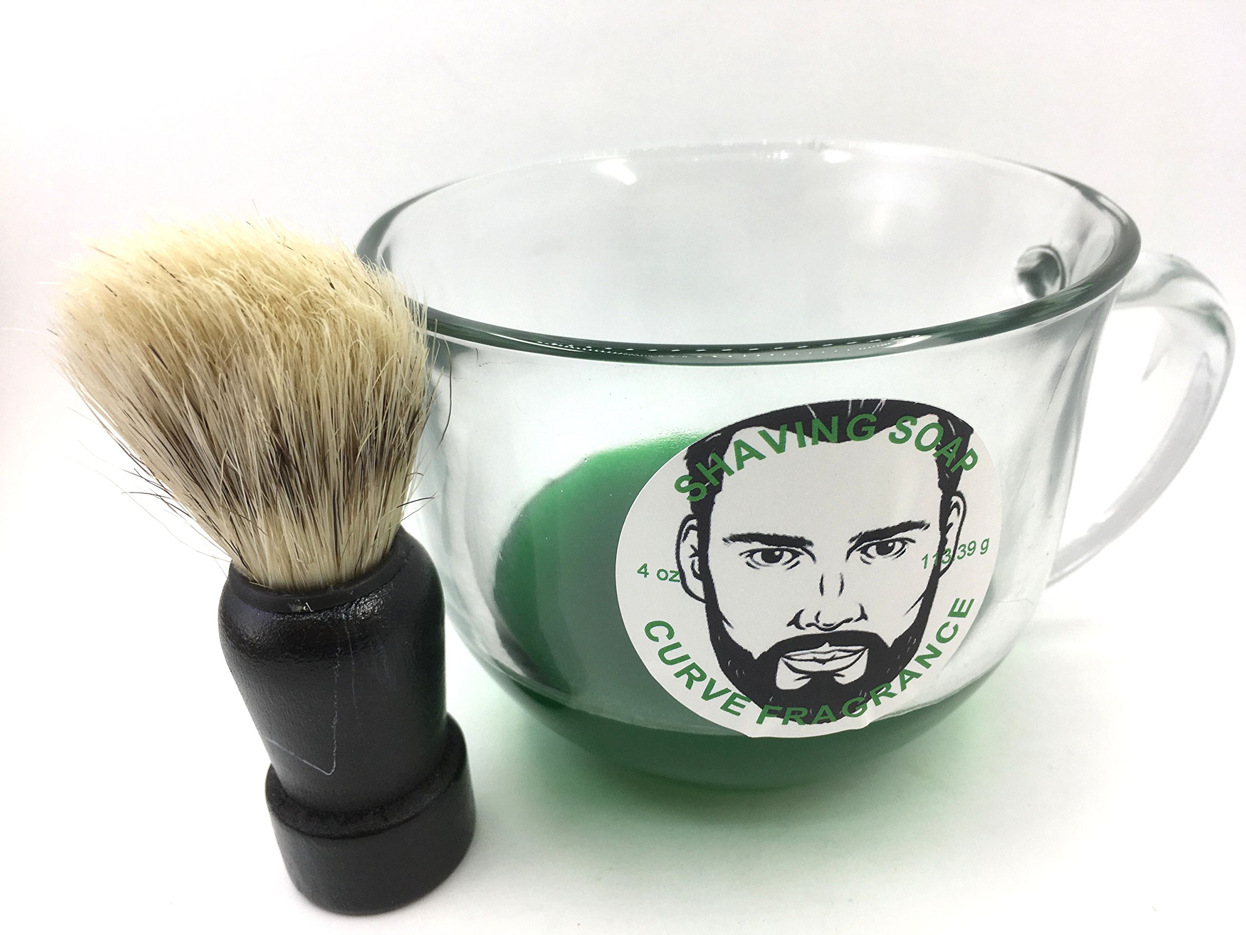 Premium Shaving Soap & Brush Set - 4oz Curve Type with Fragrance for Men - Perfect for Wet Shaving & Grooming Gifts