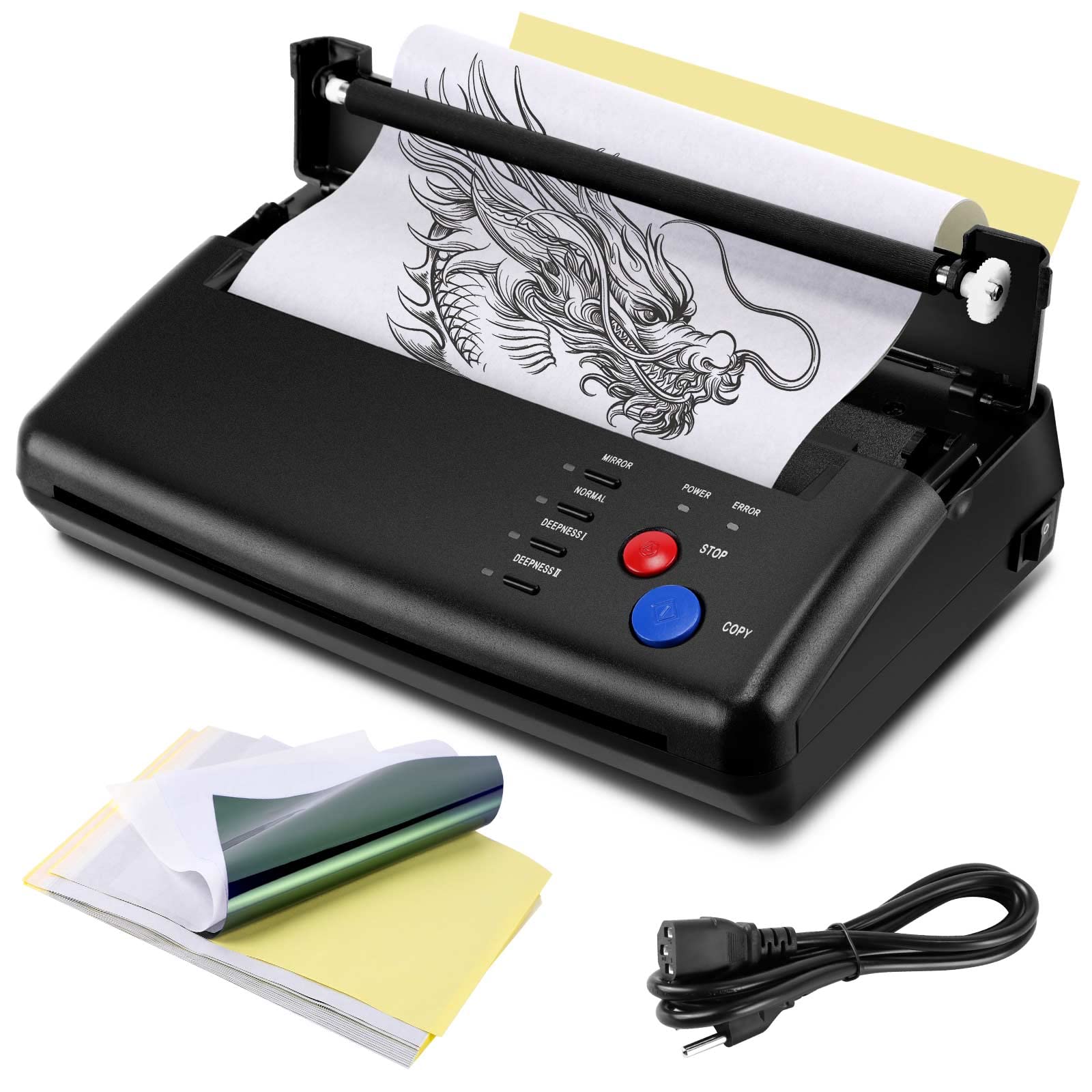 Professional Tattoo Stencil Transfer Printer Machine with 20pcs Thermal Transfer Paper - Tattoo Stencil Copier Kit for Artists & Beginners - Perfect for Tattoo Shops, Home Studios & Professional Tattoo Supplies