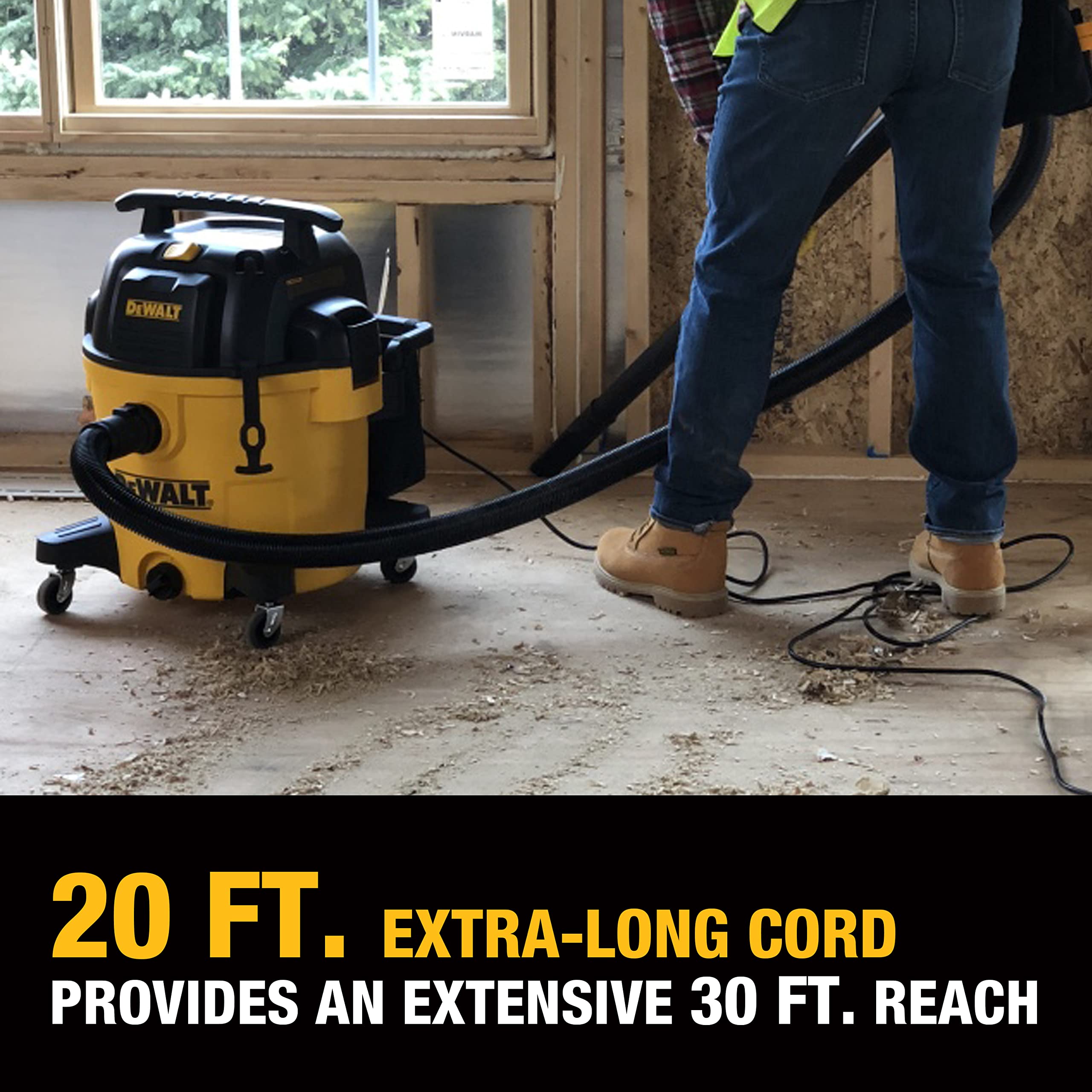 DEWALT 12 Gallon STEALTHSONIC Wet/Dry Vacuum - Ultra Quiet Shop Vac with Noise Reduction Technology, Heavy Duty Industrial Vacuum Cleaner for Construction Sites, Workshops & Home Garage Cleaning - DXV12P-QTA Model in Yellow