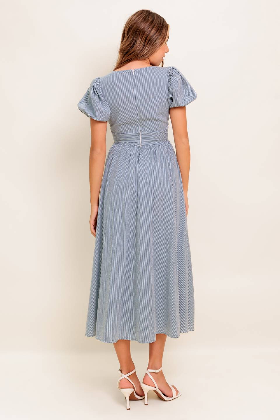 Cherie Blue Midi Dress - Elegant Casual & Party Wear for Women | Perfect for Office, Date Night & Special Occasions