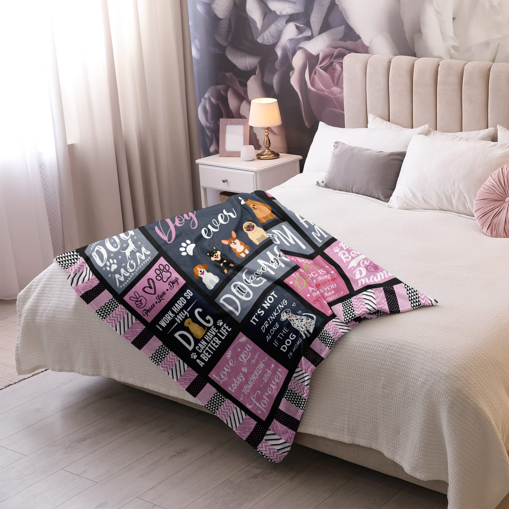 Kituzol 50x60 Inch Soft Dog Mom Blanket - Best Gift for Dog Lovers & Pet Owners - Cozy Throw for Women, Dog Moms & Canine Enthusiasts - Perfect for Cuddling with Pets, Home Decor & Dog-Themed Gifts