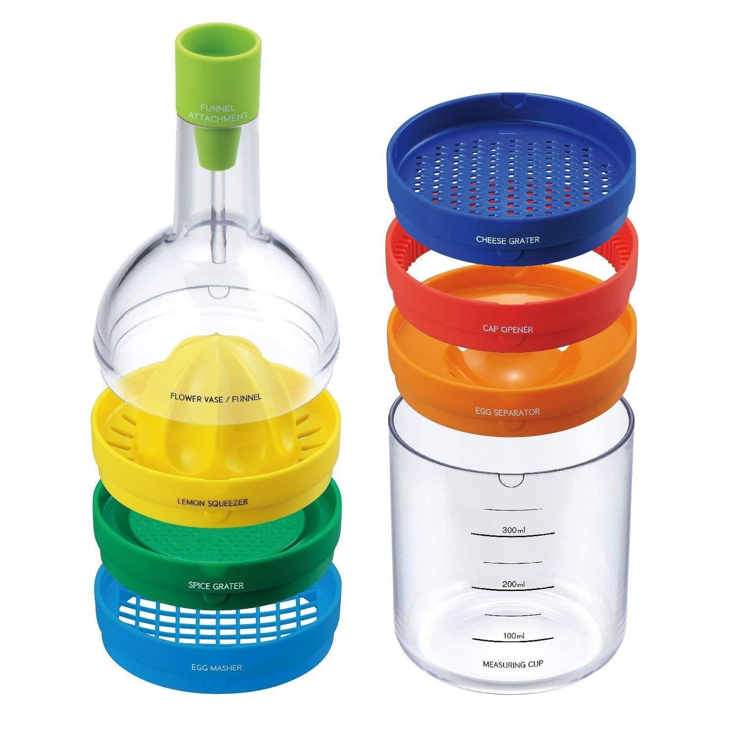 Akebono Bin 8 Bottle All-in-One Kitchen Organizer - Space Saving Storage for Spices, Condiments & Liquids - Perfect for Pantry, Countertop & Cabinet Organization
