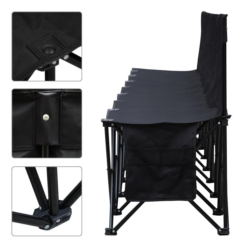 Yaheetech 8-Seat Folding Sports Bench - Portable Outdoor Sideline Soccer Bench with Waterproof Cover & Side Storage Bag - Black - Perfect for Team Games, Picnics, and Outdoor Events
