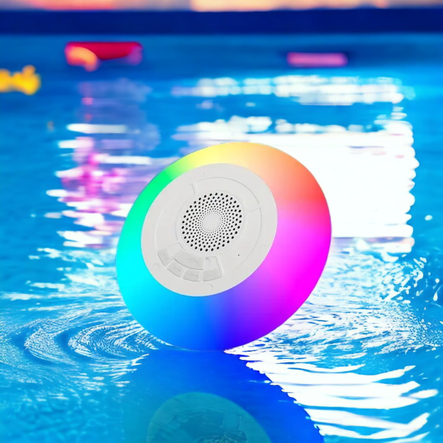 Portable Bluetooth Speaker with Colorful Lights, IPX7 Waterproof Floating Pool Speaker, 8 Light Modes, Hands-Free Hot Tub & Jacuzzi Speaker, Perfect for Pool Parties, Beach Trips, and Outdoor Adventures