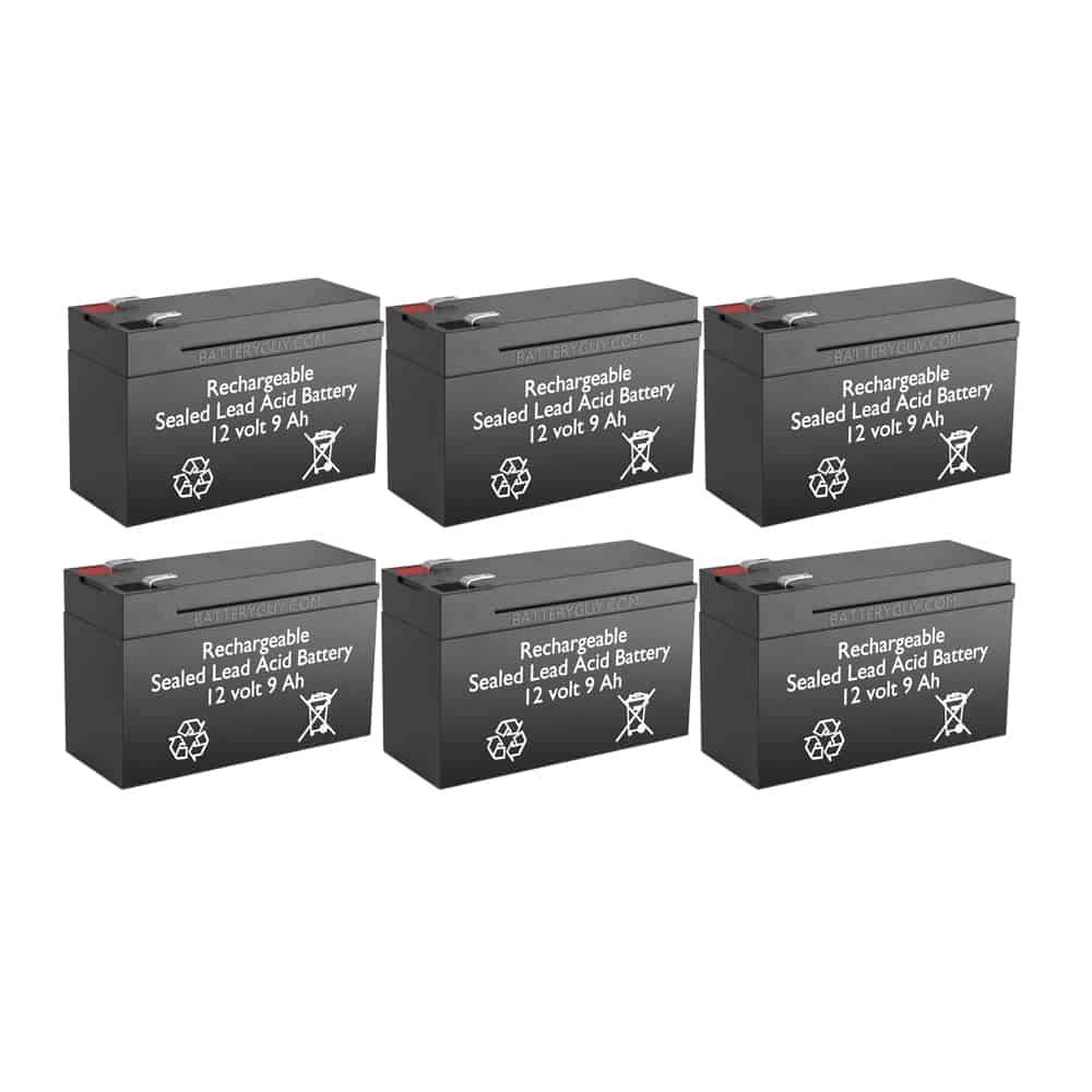 BatteryGuy 12V 9Ah SLA Replacement Batteries - 3000VA 9125 Equivalent (Rechargeable, High Rate) - Pack of 6 - Perfect for UPS Backup, Emergency Lighting & Security Systems