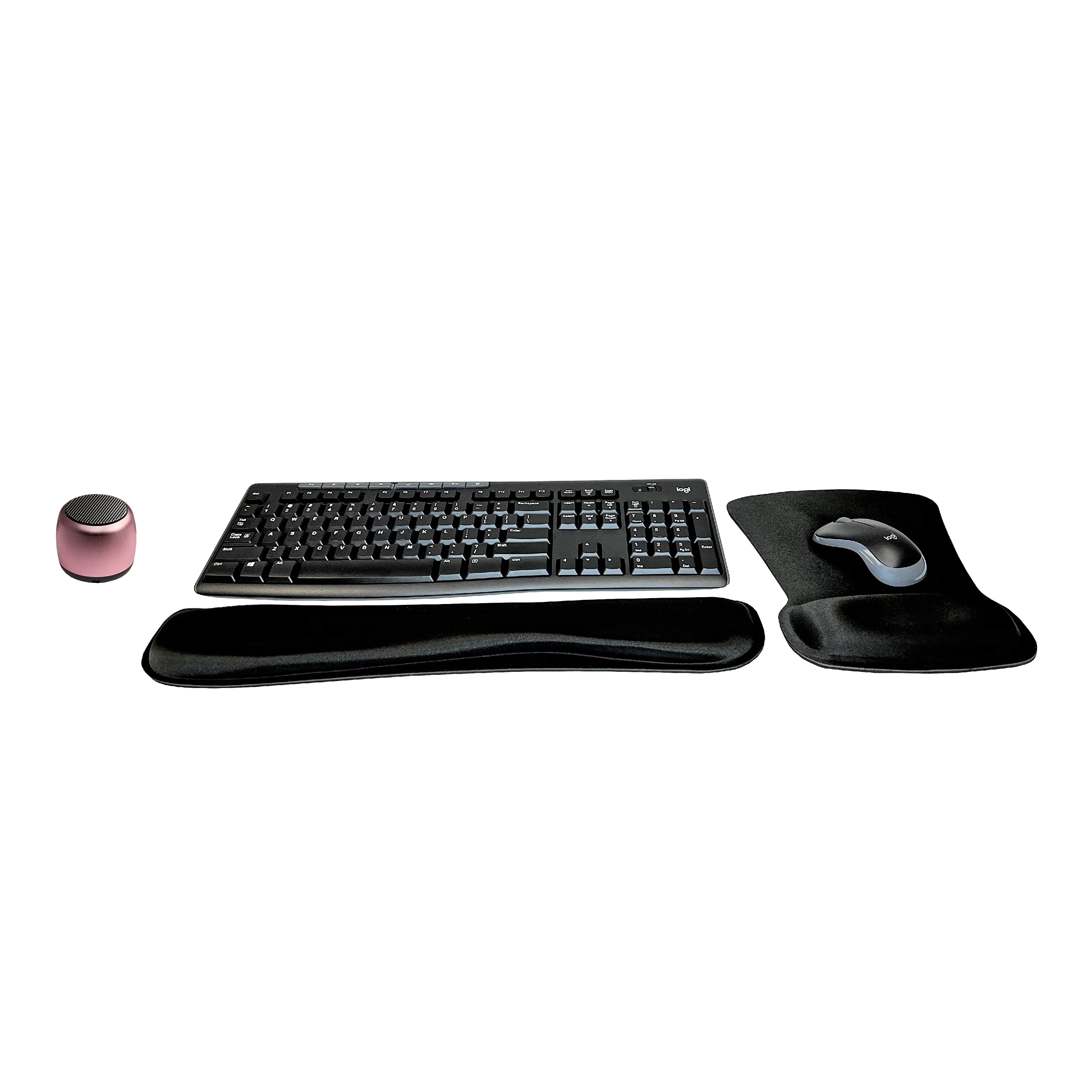 Logitech MK270 Wireless Keyboard and Mouse Combo - Ergonomic Wireless Keyboard with Mouse for Home Office, Gaming & Travel | Includes Bluetooth Speaker, Gel Wrist Rest & Mouse Pad | Perfect for Work, Study & Remote Work Setup