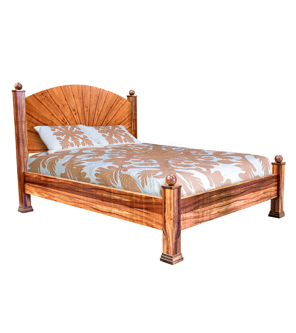 Premium Hawaiian Koa Wood Bed Frame - Handcrafted Solid Wood Bed for Master Bedroom, Guest Room, or Vacation Home - Perfect for Coastal, Rustic, or Tropical Decor Styles