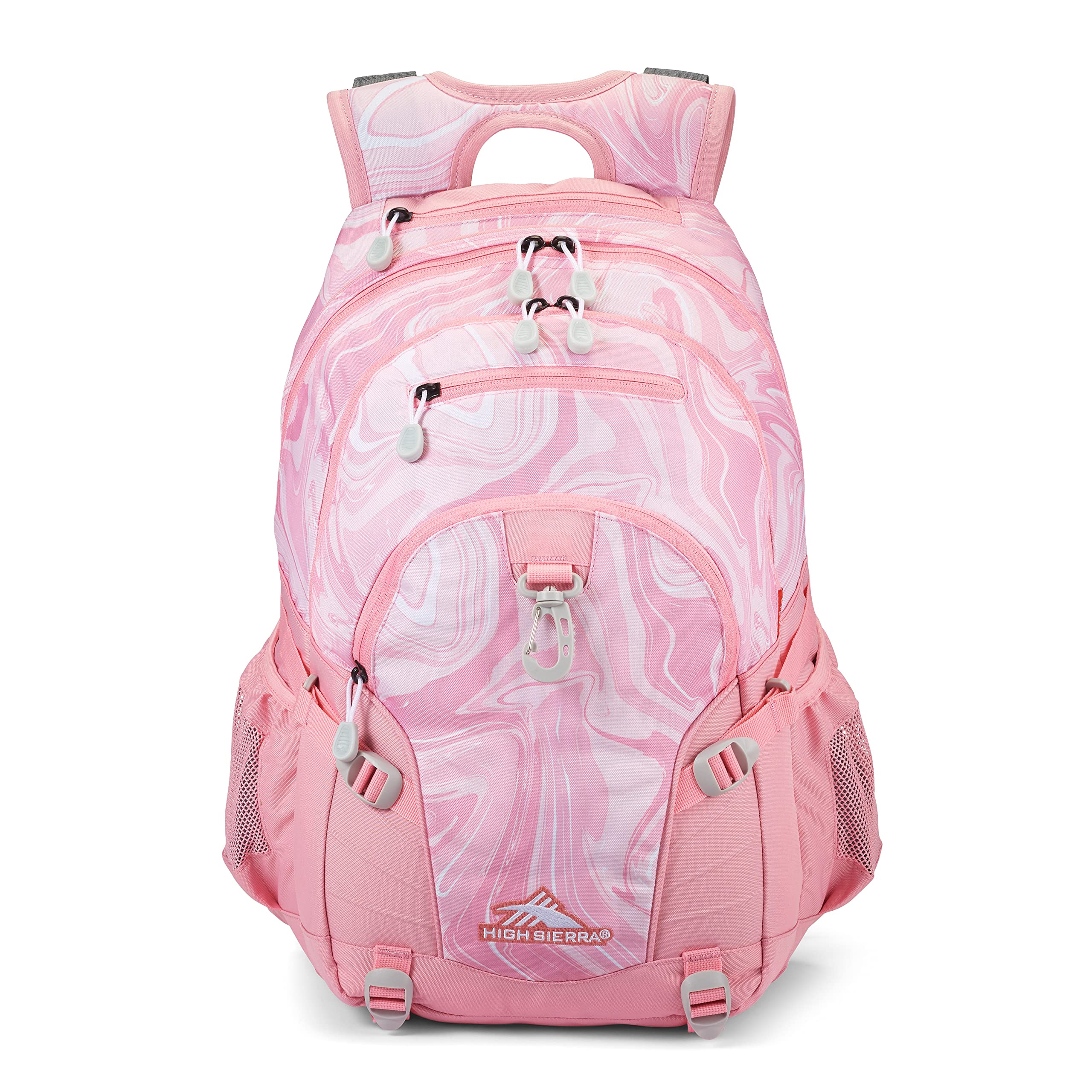 High Sierra Loop Backpack - Durable Travel & Work Backpack with Tablet Sleeve, One Size, Pink Marble Bubblegum - Perfect for School, Hiking & Commuting