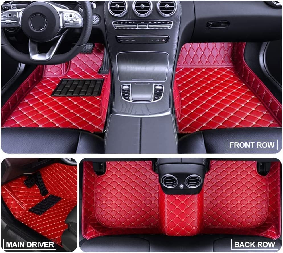 Premium Custom Car Floor Mats for Mercedes-Benz GTS AMG 2015-2018 - Luxury Leather, Waterproof & Non-Slip Full Coverage Floor Liners (Complete Set, Red) - Perfect for Sports Cars & Daily Driving Protection